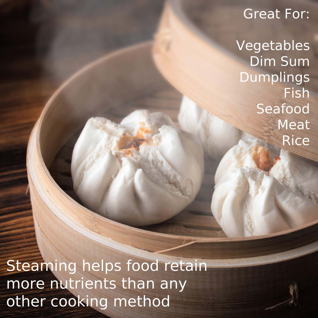 Handmade Bamboo Steamer 10 inch - Kitchen Steamer Basket for Cooking - Dumpling Steamer Basket - Wooden Steamer Basket-8