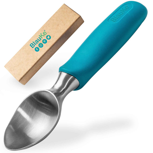 Cuchara para Helado de Acero Inoxidable – Cuchara de Helado Profesional con Cómodo Agarre de Goma Antideslizante – Cuchara Sacabolas Apta para Lavavajillas – Ice Cream Scoop | Utensilio Helado