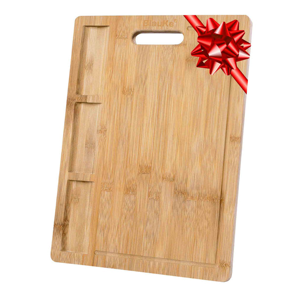 Tabla de Cortar para Cocina, Madera de Bambú (Grande 43x32cm) – Bandeja para Servir Comida, Tabla de Madera para Cortar Carnes, Verduras, Quesos, Pan, Embutidos – Tabla de Cocina